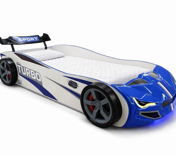 Auto krevet Turbo GT1 sa LED svjetlima - Plava-bijela